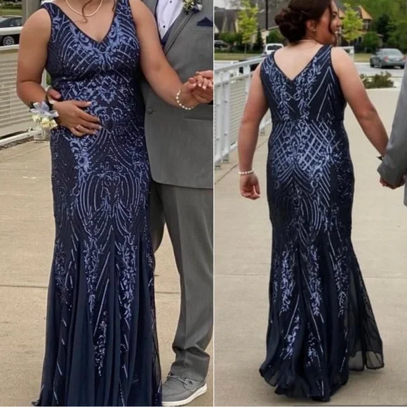 strapless open back dress Andrea and Leo A1437 Prom Dress - Light Blue